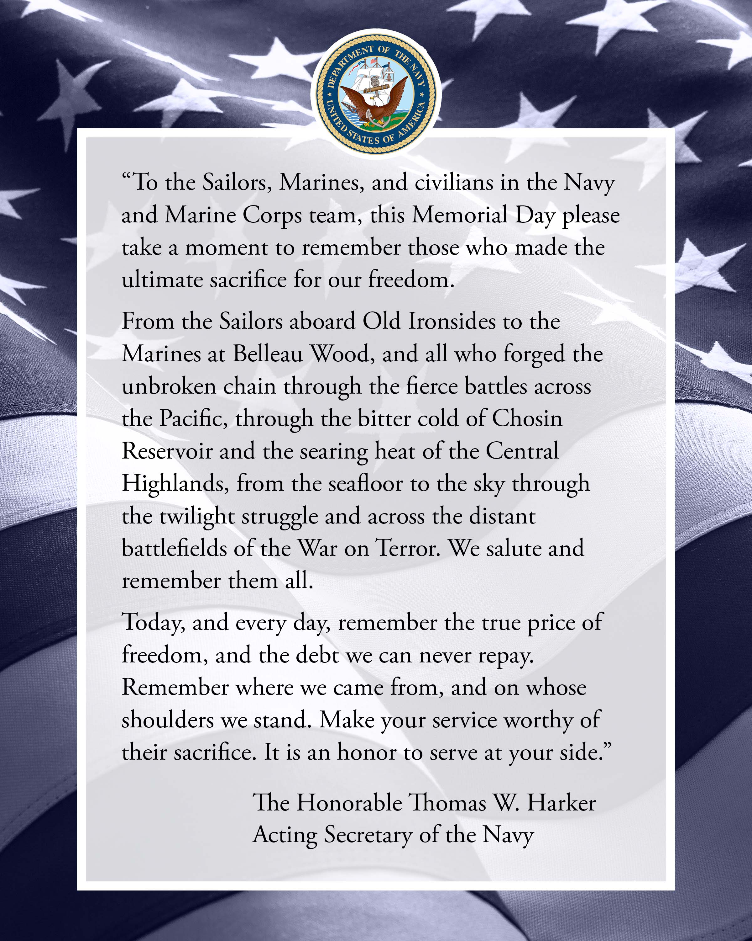 Chief of Navy Reserve Memorial Day Message > > Article View News